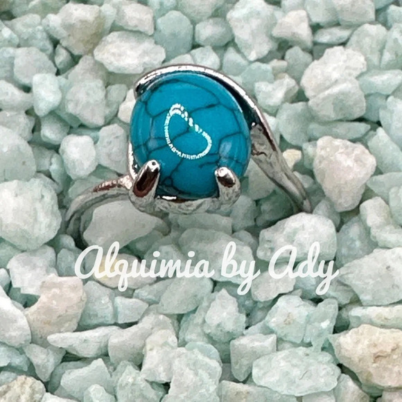 Turquoise and silver gem ring/Navajo turquoise ring/bohemian western style - Picture 1 of 5